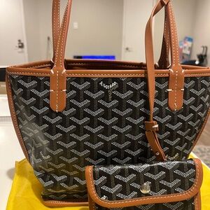 Goyard Black and Brown Geometric Print Tote